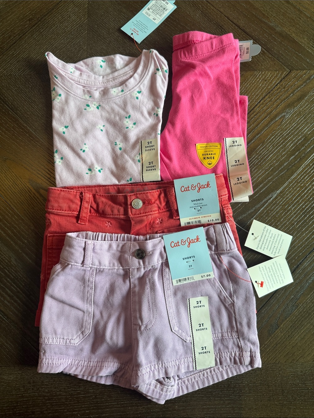 Cat & Jack Girls' Bundle of Shorts, Leggings & Tee 2T New NWT